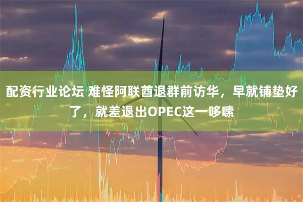 配资行业论坛 难怪阿联酋退群前访华，早就铺垫好了，就差退出OPEC这一哆嗦